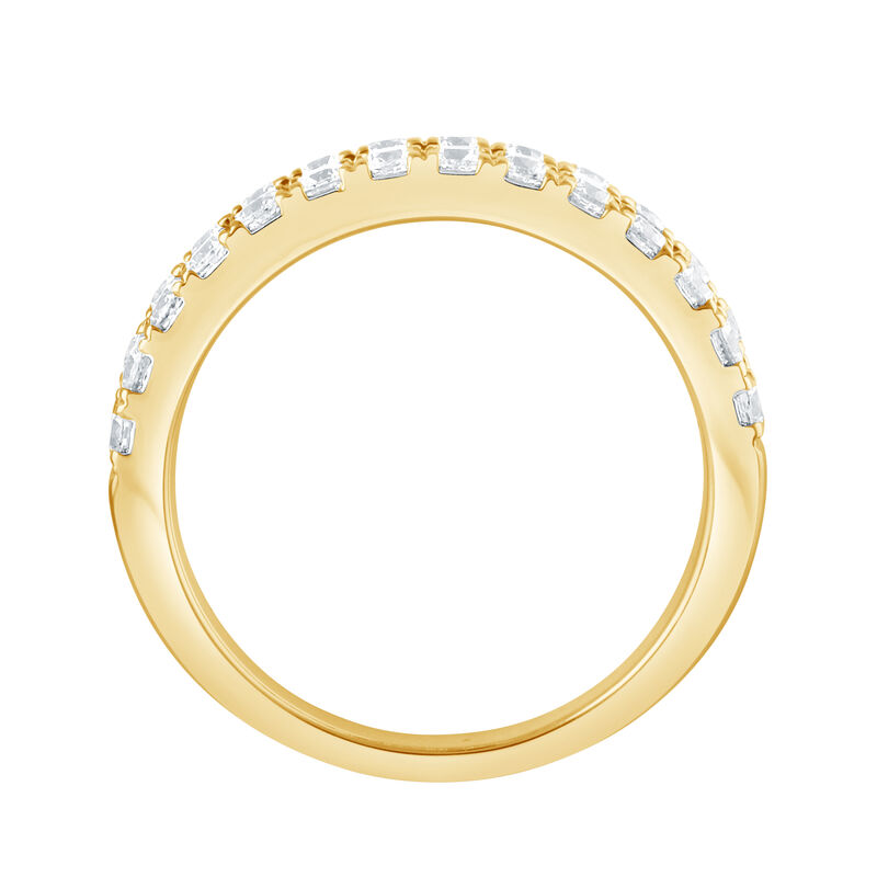 Round and Baguette Lab Grown Diamond 2ctw. Multi Row Wedding Ring in 14k Yellow Gold image number null